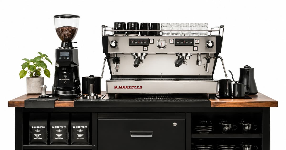 Обладнання для кав'ярні: кавомашина La Marzocco, кавомолка, стійка бариста